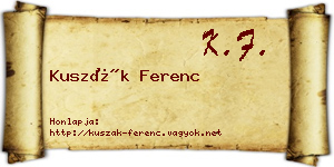 Kuszák Ferenc névjegykártya